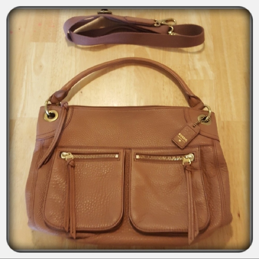 Genuine Leather Large Saddle Fossil Karli Hobo